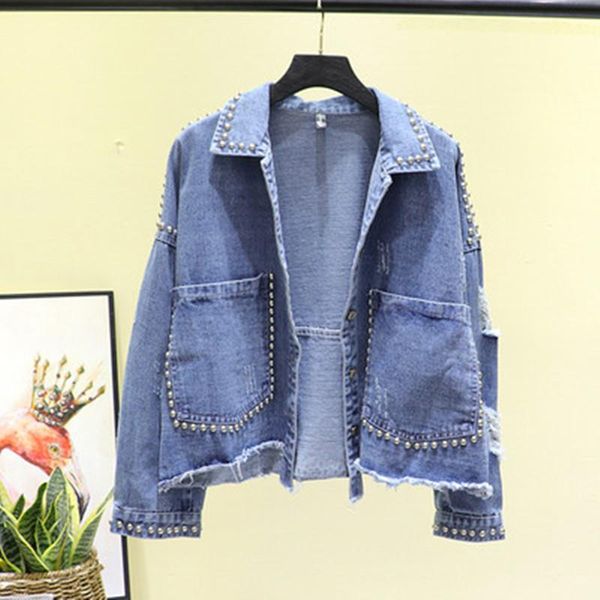 women's jackets denim jacket 2021 arriva spring women coat rivet punk style female girl autumn, Black;brown
women's jackets denim jacket 2021 arriva spring women coat rivet punk style female girl autumn, Black;brown