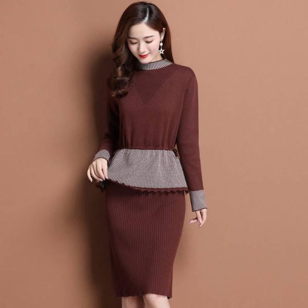 casual dresses 2021 autumn winter fashion temperament women stitching fake two-piece knitted dress slim o neck knit bag hip, Black;gray
casual dresses 2021 autumn winter fashion temperament women stitching fake two-piece knitted dress slim o neck knit bag hip, Black;gray