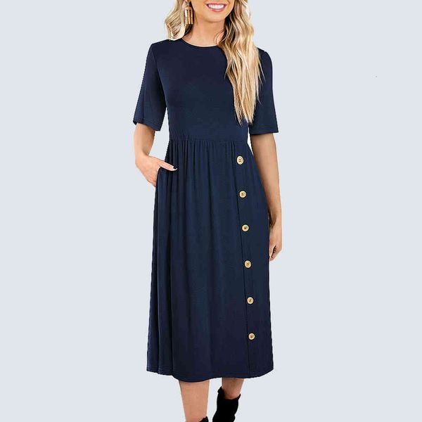 dresses casual o neck side buttons elegant solid color stylish brief soft women autumn ha237, Black;gray
dresses casual o neck side buttons elegant solid color stylish brief soft women autumn ha237, Black;gray