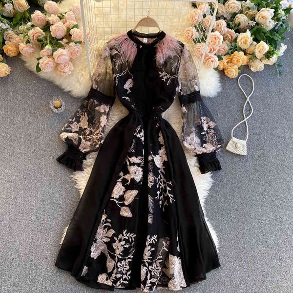 singreiny elegant party dress women korean design long sleeve a-line dress spring mesh embroidery flower dress 210419, Black;gray
singreiny elegant party dress women korean design long sleeve a-line dress spring mesh embroidery flower dress 210419, Black;gray