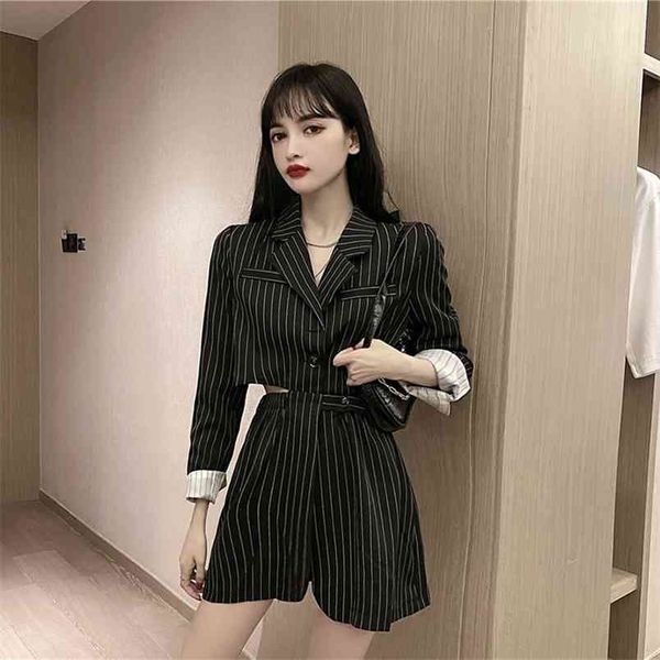 women's spring autumn dress korean style striped hollow waist long-sleeved thin short female suit es ll652 210506, Black;gray
women's spring autumn dress korean style striped hollow waist long-sleeved thin short female suit es ll652 210506, Black;gray