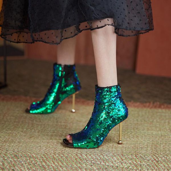 boots fashion zipper summer sequined leather thin high heels 2021 arrival open-toed party shoes woman, Black
boots fashion zipper summer sequined leather thin high heels 2021 arrival open-toed party shoes woman, Black