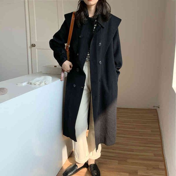 wool retro blends women solid coats double breasted winter vintage elegant loose female chic casual long clothe, Black
wool retro blends women solid coats double breasted winter vintage elegant loose female chic casual long clothe, Black
