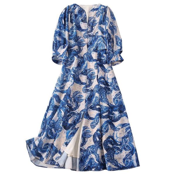 casual dresses woman clothes v neck lantern sleeve front split a-line midi print designer dress, Black;gray
casual dresses woman clothes v neck lantern sleeve front split a-line midi print designer dress, Black;gray