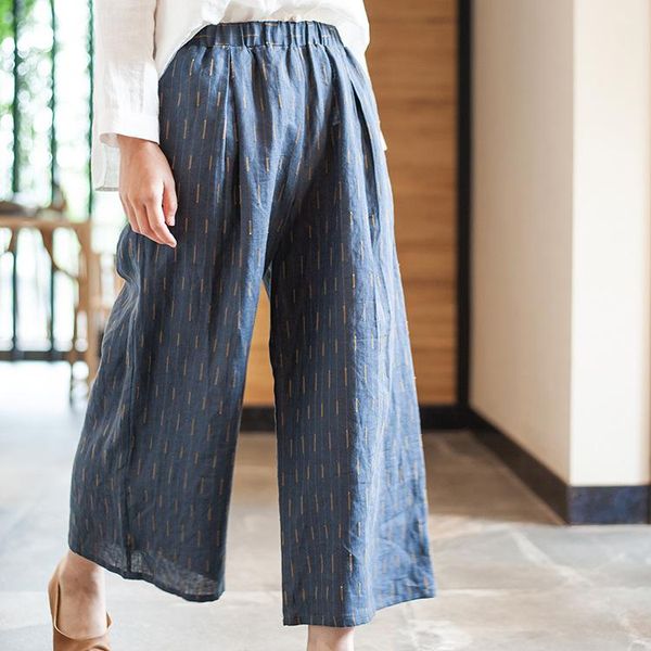 women's pants & capris 2021 autumn and winter casual female literature original chinese style retro flax stripe flower broad leg d459, Black;white
women's pants & capris 2021 autumn and winter casual female literature original chinese style retro flax stripe flower broad leg d459, Black;white