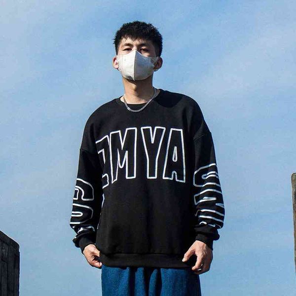 letter printed pullover sweater men's fashion ins spring and autumn fat loose large size ruffian handsome sports casual coat, Black
letter printed pullover sweater men's fashion ins spring and autumn fat loose large size ruffian handsome sports casual coat, Black