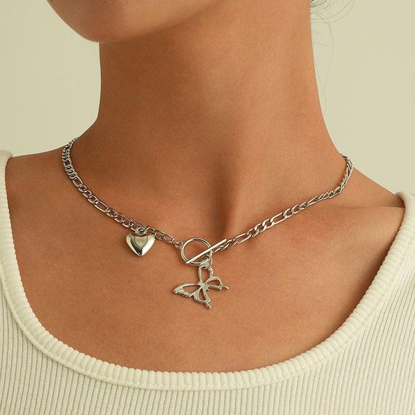pendant necklaces trendy punk hollow butterfly love heart necklace for women vintage thick chain clavicle colar jewelry gift, Silver
pendant necklaces trendy punk hollow butterfly love heart necklace for women vintage thick chain clavicle colar jewelry gift, Silver