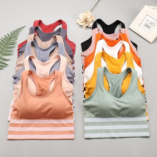 camisoles & tanks women sports bras striped stitching with chest pad underwear female beauty back seamless tank, Black;white
camisoles & tanks women sports bras striped stitching with chest pad underwear female beauty back seamless tank, Black;white