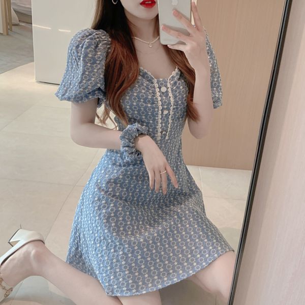 casual dresses women french vintage sleeve mini floral females party korean sweet summer 2021 chic robes szxh, Black;gray
casual dresses women french vintage sleeve mini floral females party korean sweet summer 2021 chic robes szxh, Black;gray