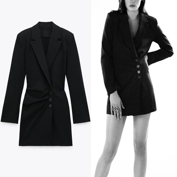 dresses vintage black blazer women long sleeve shoulder pads office lady es female chic front button wrap vestido, Black;gray
dresses vintage black blazer women long sleeve shoulder pads office lady es female chic front button wrap vestido, Black;gray