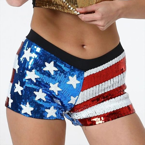 club dance performance womens short american usa flag sequin red white blue star stripe elastic waist stretchy mini women, White;black
club dance performance womens short american usa flag sequin red white blue star stripe elastic waist stretchy mini women, White;black