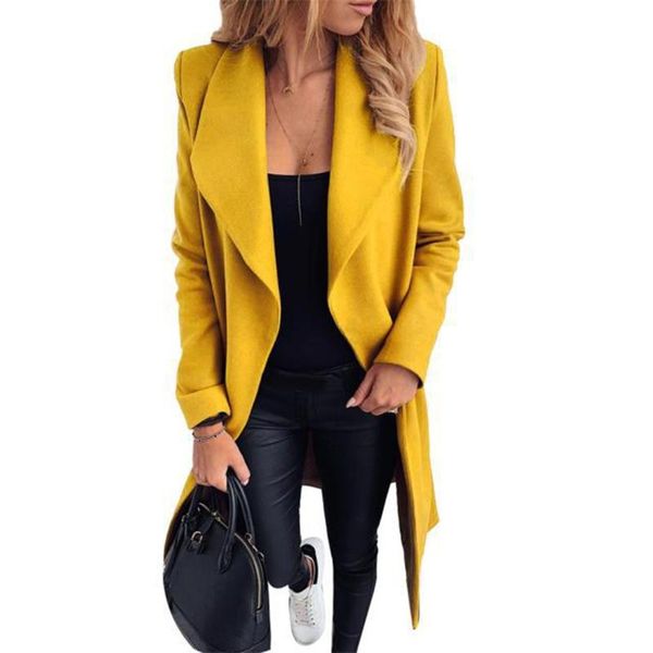women's wool & blends 2021 women fall winter long coat lapel collar casual jacket sleeve belt open front overcoat outerwear, Black
women's wool & blends 2021 women fall winter long coat lapel collar casual jacket sleeve belt open front overcoat outerwear, Black