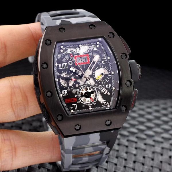 wristwatches luxury automatic mechanical skeleton full black flyback camouflage rubber men stainless steel watch sapphire, Slivery;brown
wristwatches luxury automatic mechanical skeleton full black flyback camouflage rubber men stainless steel watch sapphire, Slivery;brown