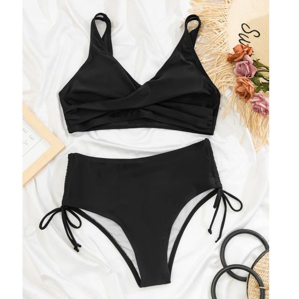 women's swimwear 2021 vintage ruched swimsuit women push up bikinis bathing suit retro bandage biquini brazilian bikini, White;black
women's swimwear 2021 vintage ruched swimsuit women push up bikinis bathing suit retro bandage biquini brazilian bikini, White;black