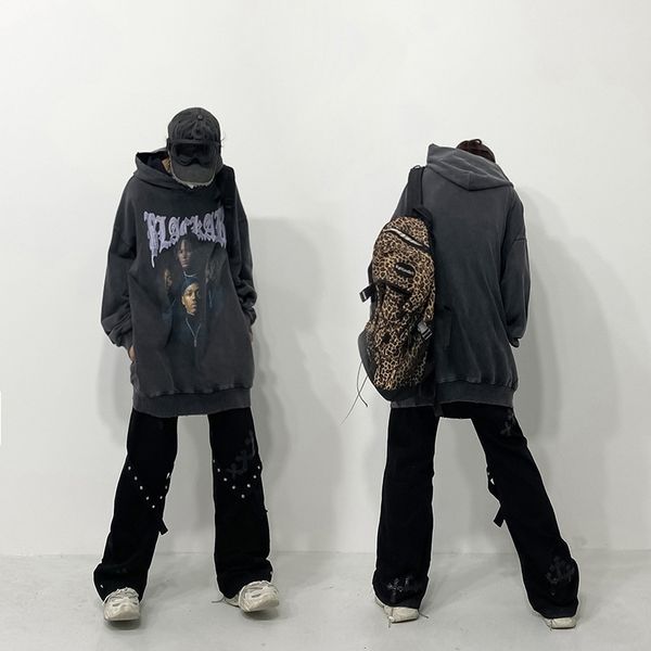 sweater hooded figure printing washed old coat hoodie street men's fashion, Black
sweater hooded figure printing washed old coat hoodie street men's fashion, Black