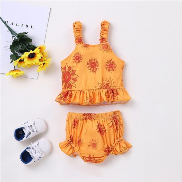 clothing sets baby girls two-piece clothes set, orange floral printed pattern camisole and elastic high waist shorts, White
clothing sets baby girls two-piece clothes set, orange floral printed pattern camisole and elastic high waist shorts, White