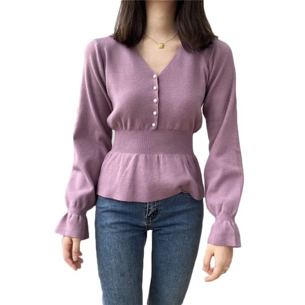 button v-neck long-sleeved sweater 2021 autumn and winter solid color knitted pullover ns2143 women's sweaters, White;black
button v-neck long-sleeved sweater 2021 autumn and winter solid color knitted pullover ns2143 women's sweaters, White;black