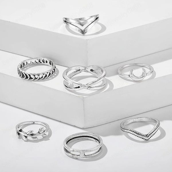 leaf moon crescent ring for women antique punk knuckle midi rings set vintage bohemia jewelry accessories 7pcs/set, Silver
leaf moon crescent ring for women antique punk knuckle midi rings set vintage bohemia jewelry accessories 7pcs/set, Silver