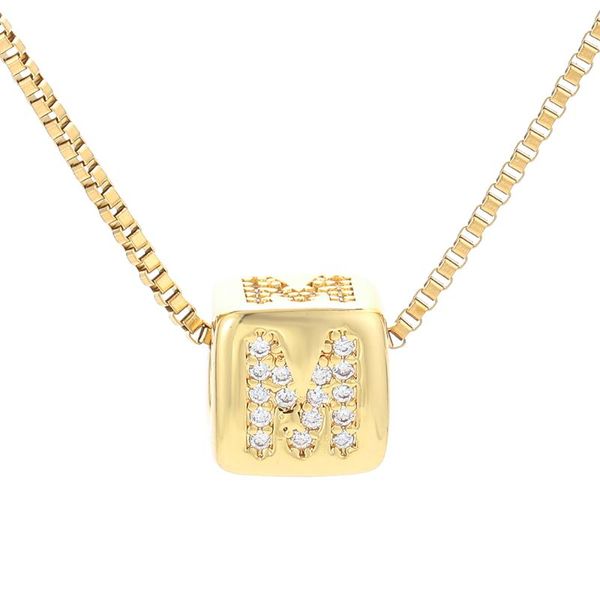 gold cube beads inlaid with white zircon letters pendant necklace 26 alphabet name clavicle chain women jewelry for gift necklaces, Silver
gold cube beads inlaid with white zircon letters pendant necklace 26 alphabet name clavicle chain women jewelry for gift necklaces, Silver