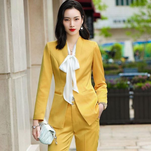 women's two piece pants 2021 autumn and winter business wear leisure office suit korean jacket two-piece yellow, White
women's two piece pants 2021 autumn and winter business wear leisure office suit korean jacket two-piece yellow, White
