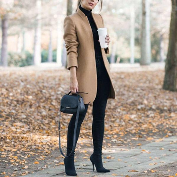women's wool & blends single one button women long blazer jacket spring autumn 2021 slim outwear elegant overcoat ol suits coat female, Black
women's wool & blends single one button women long blazer jacket spring autumn 2021 slim outwear elegant overcoat ol suits coat female, Black