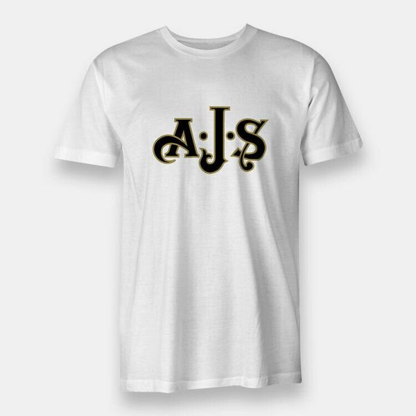 ajs motorcycles men's t-shirt white, White;black