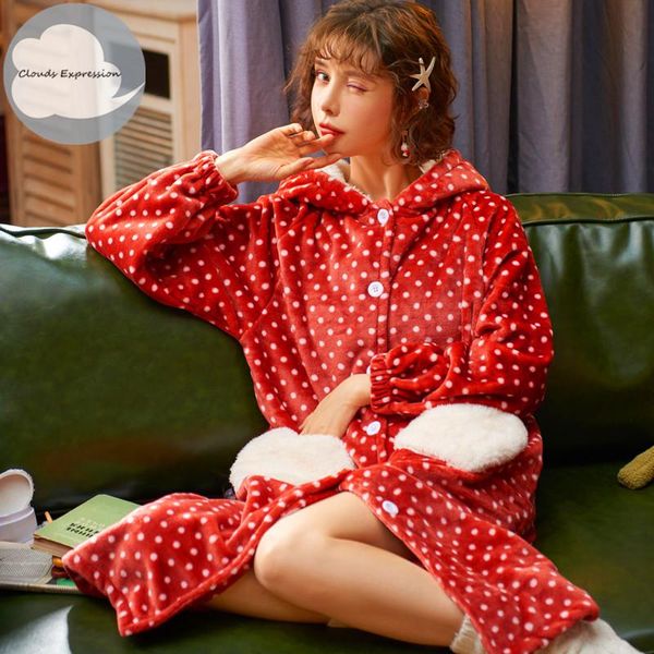women's sleepwear arrivals winter coral fleece polk dot robe womens bathrobe nightgown red dressing gowns homewear, Black;red
women's sleepwear arrivals winter coral fleece polk dot robe womens bathrobe nightgown red dressing gowns homewear, Black;red