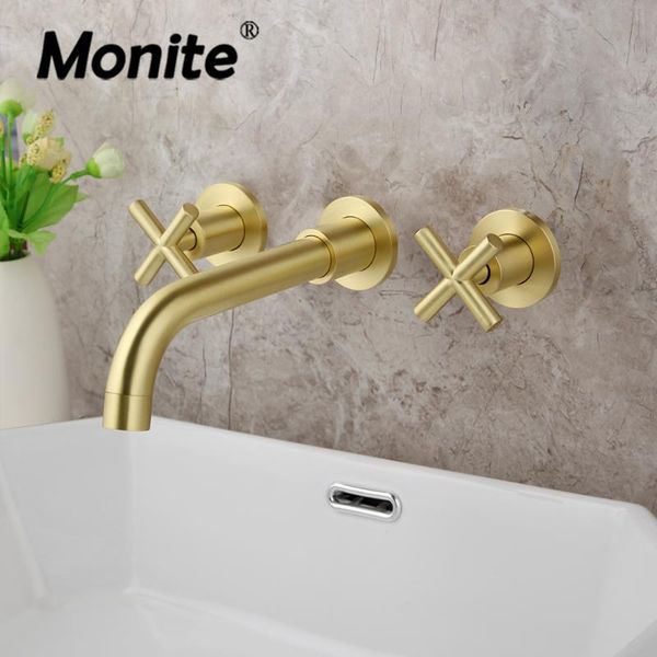 bathroom sink faucets monite brushed golden bathtub faucet tap wall mounted basin solid brass & cold mixer
bathroom sink faucets monite brushed golden bathtub faucet tap wall mounted basin solid brass & cold mixer