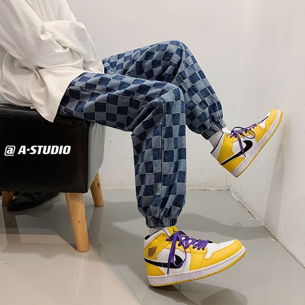 men's jeans loose plaid printing cowboy casual pants fashion trend black/blue color haren hip hop style trousers 43tl
men's jeans loose plaid printing cowboy casual pants fashion trend black/blue color haren hip hop style trousers 43tl