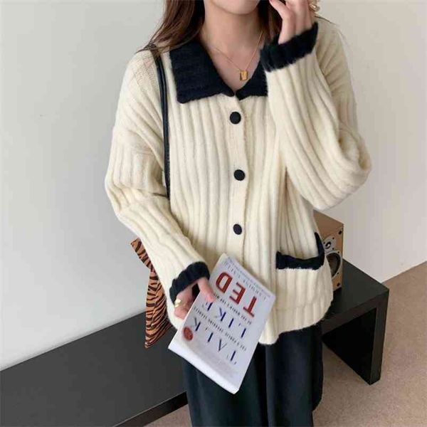 black sweater jacket women's retro hong kong style cardigan autumn and winter thickened loose outer knit gx1376 210507, White;black
black sweater jacket women's retro hong kong style cardigan autumn and winter thickened loose outer knit gx1376 210507, White;black