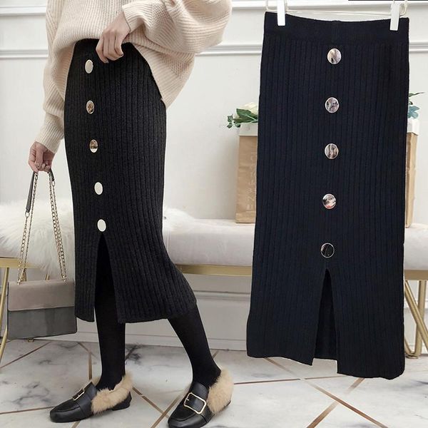 skirts 2021 autumn winter high waist knitted skirt women split elegant midi pencil casual warm female rib with button 1579, Black
skirts 2021 autumn winter high waist knitted skirt women split elegant midi pencil casual warm female rib with button 1579, Black