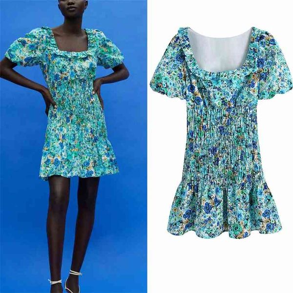 summer women print mini dress short sleeve za ruffles elasticity female vintage slim dresses vestidos clothes 210513, Black;gray 
summer women print mini dress short sleeve za ruffles elasticity female vintage slim dresses vestidos clothes 210513, Black;gray