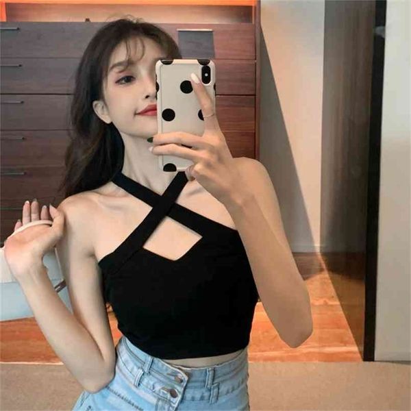 sleeveless summer casual basic t shirt off shoulder cami backless camisole short 210507, White
sleeveless summer casual basic t shirt off shoulder cami backless camisole short 210507, White