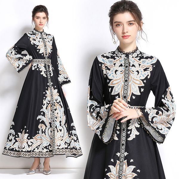 court style long skirt autumn positioning printing sleeve trumpet v-neck wrapping temperament waist closing thin dress, Black;gray
court style long skirt autumn positioning printing sleeve trumpet v-neck wrapping temperament waist closing thin dress, Black;gray