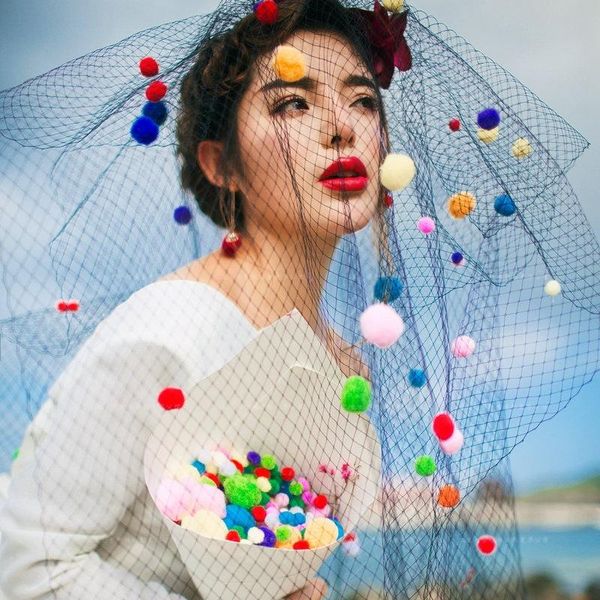 bridal veils colorful pompom net hole veil fashion korean style women girls hair accessories pography party, Black
bridal veils colorful pompom net hole veil fashion korean style women girls hair accessories pography party, Black