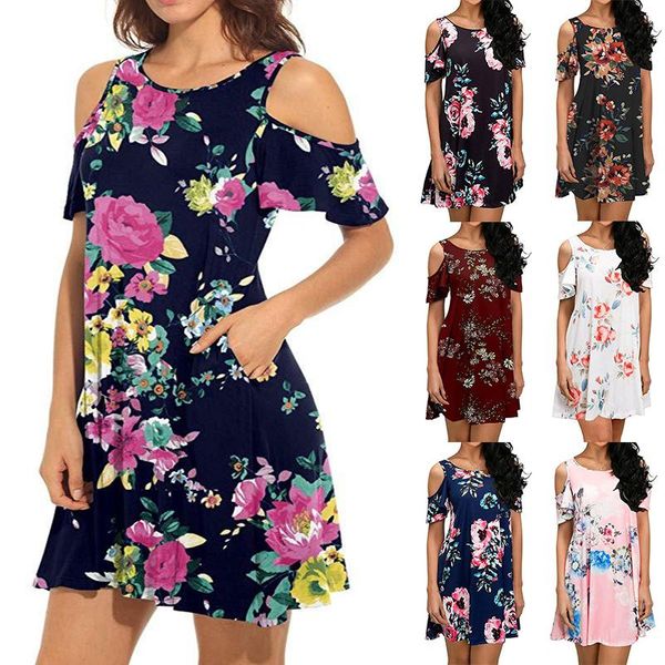 summer off shoulder floral printing dress short sleeve mini a-line with pocket casual beach o neck dresses, Black;gray
summer off shoulder floral printing dress short sleeve mini a-line with pocket casual beach o neck dresses, Black;gray