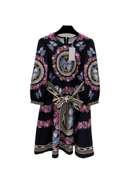 2022 spring summer milan runway dresses o neck long sleeve women's designer dress brand same style dress 1223-2, Black
2022 spring summer milan runway dresses o neck long sleeve women's designer dress brand same style dress 1223-2, Black