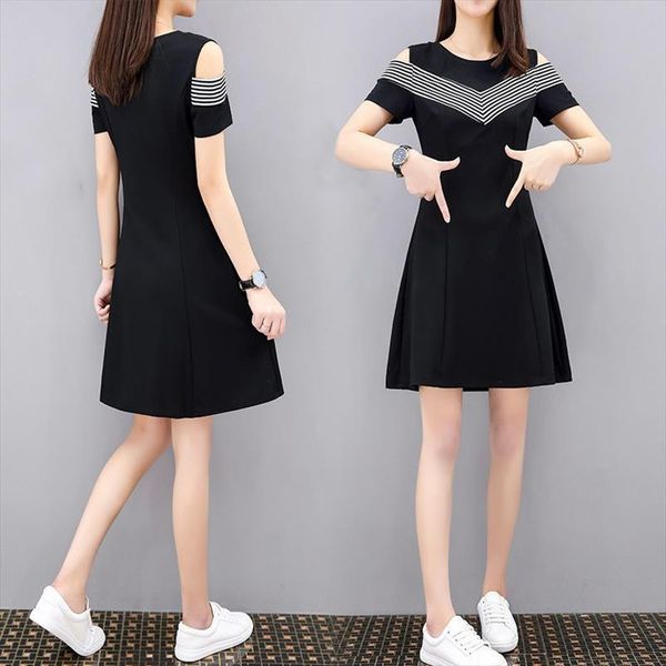 summer off shoulder short sleeves women dress slim fit middle waist casual smr88, Black;gray
summer off shoulder short sleeves women dress slim fit middle waist casual smr88, Black;gray