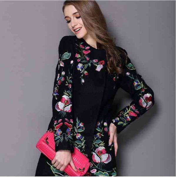 women winter wholesale-2017 coat embroidered neck long sleeved o button female elegant fashion, Black
women winter wholesale-2017 coat embroidered neck long sleeved o button female elegant fashion, Black