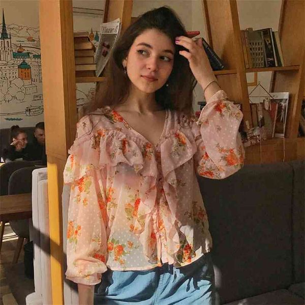 foridol vintage floral print ruffle women blouse shirt chiffon long sleeve mesh dot blouse shirts holiday sheer femme blusas 210415, White
foridol vintage floral print ruffle women blouse shirt chiffon long sleeve mesh dot blouse shirts holiday sheer femme blusas 210415, White