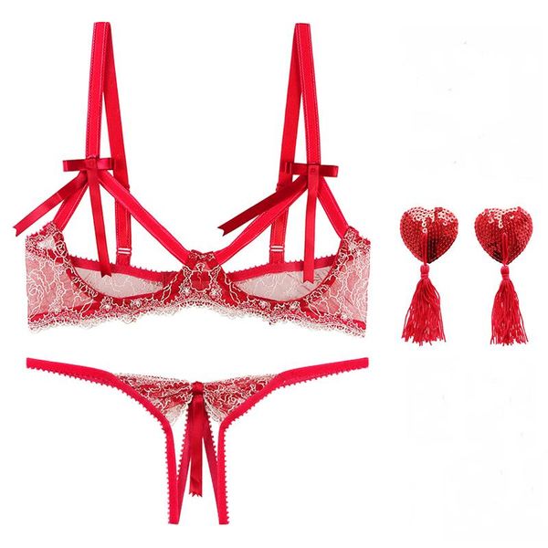 bras sets seduction lingerie open breasts small push up bra crotch panty underwear set women, Red;black
bras sets seduction lingerie open breasts small push up bra crotch panty underwear set women, Red;black