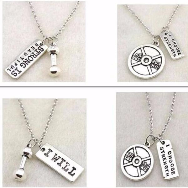 drop sports fitness necklace dumbbell weights strong is beautiful/i choose strength weightlifting jewelry pendant necklaces, Silver
drop sports fitness necklace dumbbell weights strong is beautiful/i choose strength weightlifting jewelry pendant necklaces, Silver