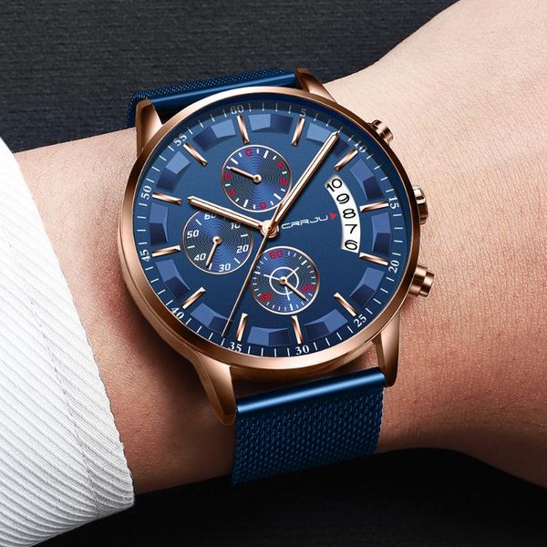 wristwatches 2021crrju masculino watch men casual mesh belt watches sport chronograph waterproof mens quartz, Slivery;brown
wristwatches 2021crrju masculino watch men casual mesh belt watches sport chronograph waterproof mens quartz, Slivery;brown