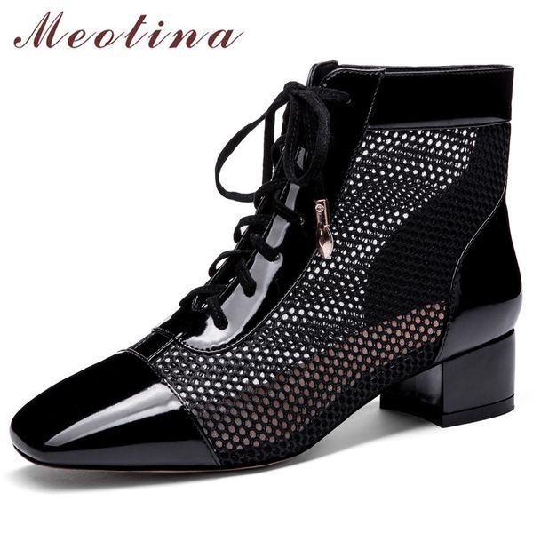 women boots real leather ankle lace up cutout thick heel short genuine square toe shoes lady fall 39 210517, Black
women boots real leather ankle lace up cutout thick heel short genuine square toe shoes lady fall 39 210517, Black