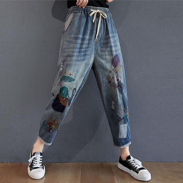 autumn arts style women vintage embroidery loose jeans plus size cotton denim harem pants femme mujer s9 women's, Blue
autumn arts style women vintage embroidery loose jeans plus size cotton denim harem pants femme mujer s9 women's, Blue