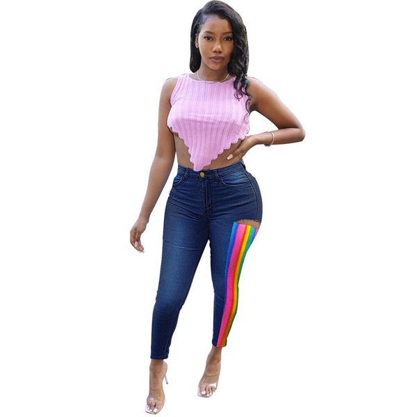 women's jeans 2021 style fashion ripped stitching denim trousers plus size high-rise slim-fit ladies skinny narrow leg pants, Blue
women's jeans 2021 style fashion ripped stitching denim trousers plus size high-rise slim-fit ladies skinny narrow leg pants, Blue