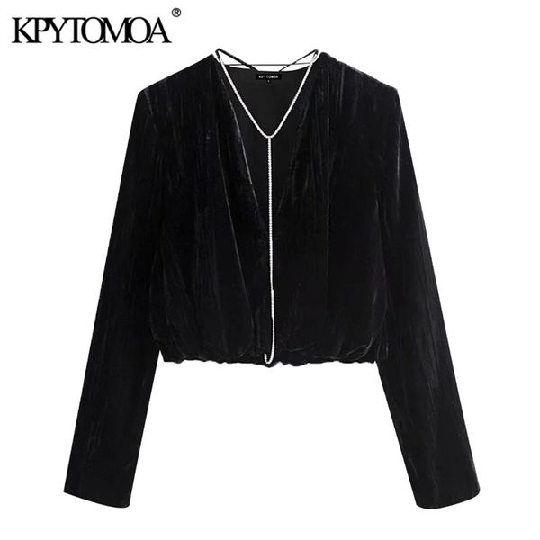 women fashion with bejewelled chain velvet cropped blouses long sleeve elastic hem female shirts chic 210420, White
women fashion with bejewelled chain velvet cropped blouses long sleeve elastic hem female shirts chic 210420, White