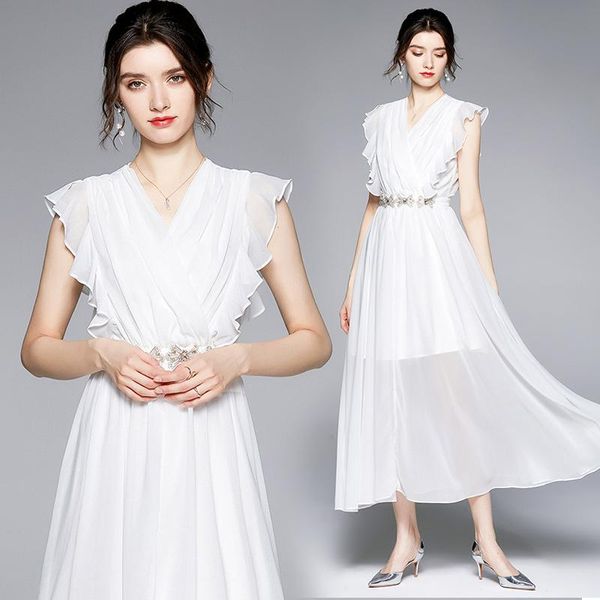 casual dresses summer women's high-end evening temperament ladies beaded big hem v-neck sleeveless white chiffon dress, Black;gray
casual dresses summer women's high-end evening temperament ladies beaded big hem v-neck sleeveless white chiffon dress, Black;gray