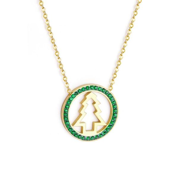 round pendant gold plated stainless steel jewelry green zircon chain lifetress necklace coin christmas tree charm gift necklaces, Silver
round pendant gold plated stainless steel jewelry green zircon chain lifetress necklace coin christmas tree charm gift necklaces, Silver