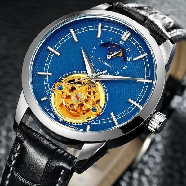 automatic mechanical men's watch tourbillon classic design fashion casual leather wristwatches, Slivery;brown
automatic mechanical men's watch tourbillon classic design fashion casual leather wristwatches, Slivery;brown